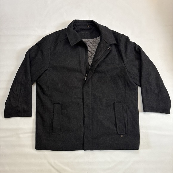Calvin Klein Other - Calvin Klein Men's Charcoal Wool Zip‎ Snap Jacket - Quilt Lined Coat Men's Sz XL